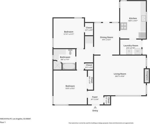 1845 W 91st Pl, Los Angeles, CA 90047 - home floor plan