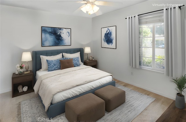 349 Silver Star Ct, Merced, CA 95348 - bedroom with baseboards, wood finished floors, and a ceiling fan