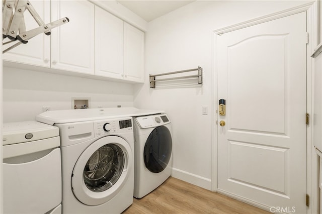 20112 Via Cellini, Porter Ranch, CA 91311 - washroom with washing machine and dryer, cabinet space, light wood-style floors, and baseboards