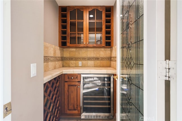 20112 Via Cellini, Porter Ranch, CA 91311 - indoor dry bar with beverage cooler and decorative backsplash