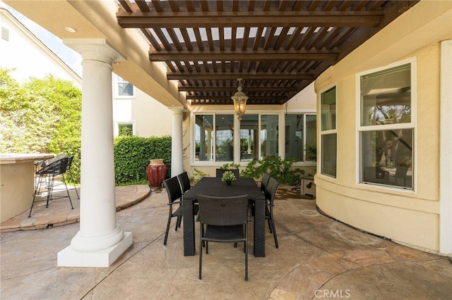 20112 Via Cellini, Porter Ranch, CA 91311 - view of patio with outdoor dining area and a pergola
