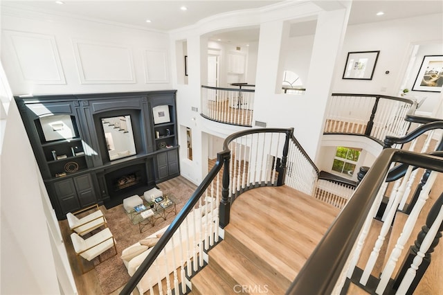 20112 Via Cellini, Porter Ranch, CA 91311 - stairway with wood finished floors and recessed lighting