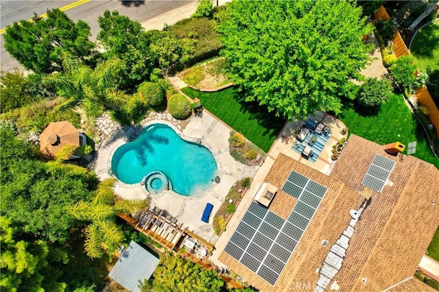 aerial view of a pool
