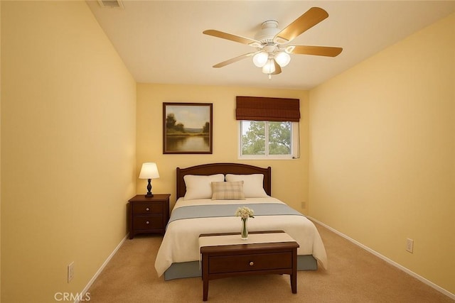 8016 Cora St, Sunland, CA 91040 - bedroom with baseboards, light carpet, and a ceiling fan