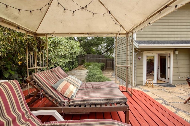 8016 Cora St, Sunland, CA 91040 - wooden terrace with a gazebo, fence, and a patio area