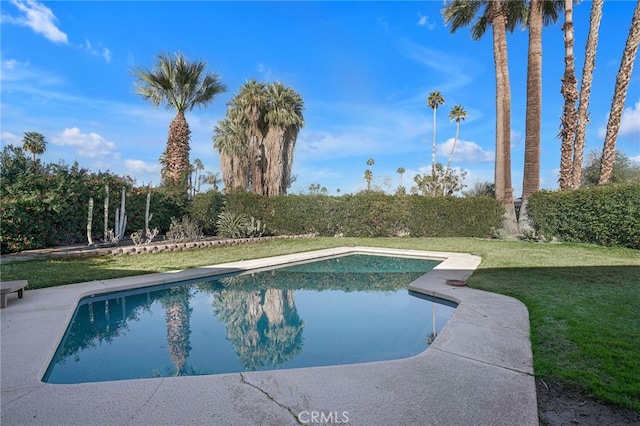 74216 Myrsine Ave, Palm Desert, CA 92260 - view of swimming pool featuring a lawn