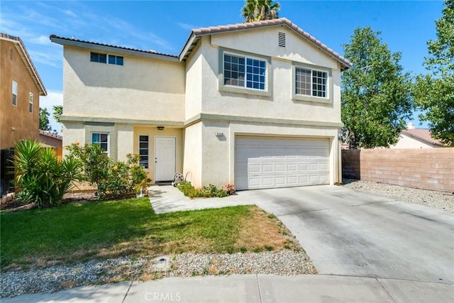 1113 Juniper Ct, San Jacinto, CA 92582 - traditional home featuring an attached garage, stucco siding, concrete driveway, and a tile roof