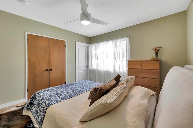 3235 Faust Ave, Long Beach, CA 90808 - bedroom with a ceiling fan, a closet, and baseboards