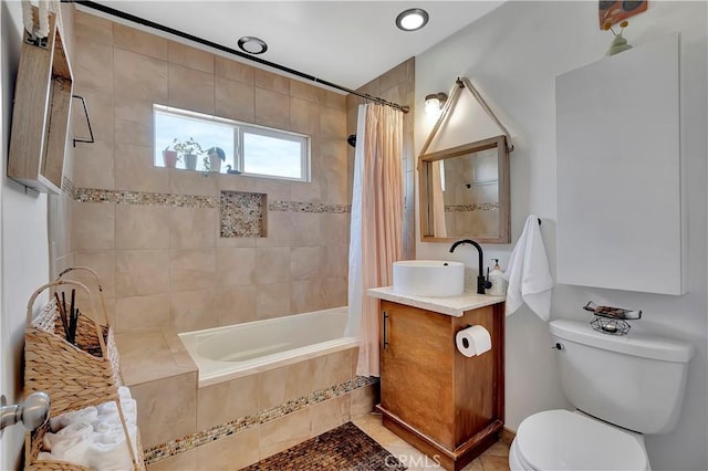 3235 Faust Ave, Long Beach, CA 90808 - full bathroom with toilet, tiled shower / bath, vanity, and tile patterned floors