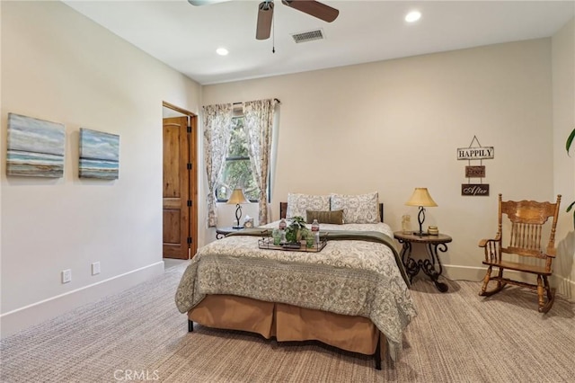 4004 Snowgoose St, Simi Valley, CA 93065 - bedroom featuring baseboards, recessed lighting, carpet, and a ceiling fan