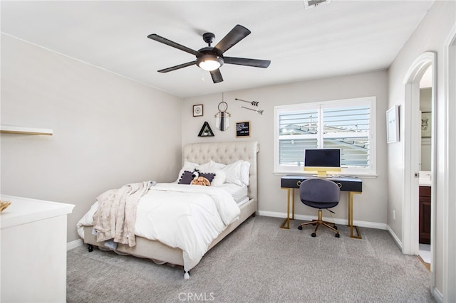 32429 Castle Ct, Temecula, CA 92592 - carpeted bedroom featuring ceiling fan and ensuite bath