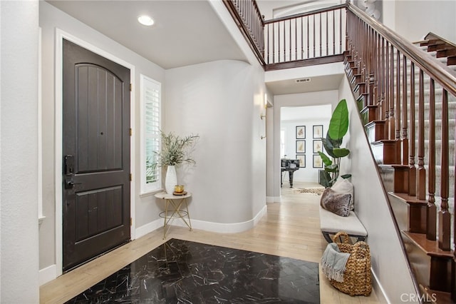 32429 Castle Ct, Temecula, CA 92592 - foyer entrance featuring stairs, recessed lighting, and wood finished floors
