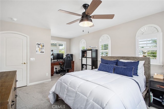 32429 Castle Ct, Temecula, CA 92592 - bedroom with light carpet, a desk, and a ceiling fan