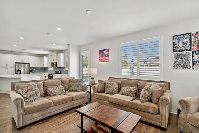 4203 Calle Del Vis, Oceanside, CA 92057 - living room with light wood-type flooring, recessed lighting, and baseboards