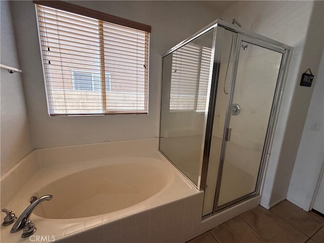 1800 Windermere Dr, Lancaster, CA 93534 - full bath with a stall shower, a garden tub, and tile patterned floors