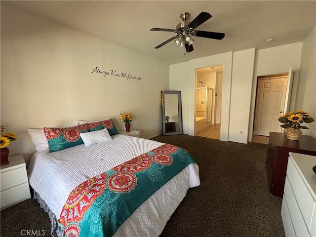 1800 Windermere Dr, Lancaster, CA 93534 - carpeted bedroom with ceiling fan and ensuite bath