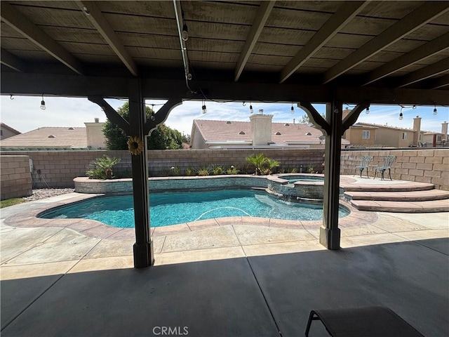 1800 Windermere Dr, Lancaster, CA 93534 - view of pool with a fenced backyard, a patio, and a pool with connected hot tub