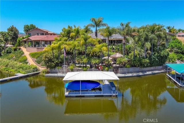 29784 Nautical Ct, Canyon Lake, CA 92587 - dock area featuring boat lift and a water view