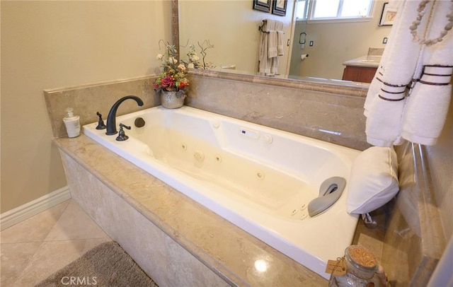29784 Nautical Ct, Canyon Lake, CA 92587 - full bath featuring a jetted tub, tile patterned flooring, vanity, and baseboards