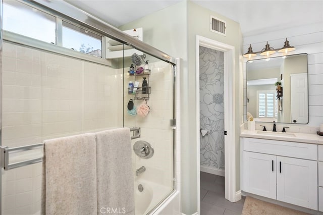 130 Bloomfield Ln, Rancho Santa Margarita, CA 92688 - bathroom with vanity, bath / shower combo with glass door, and tile patterned floors