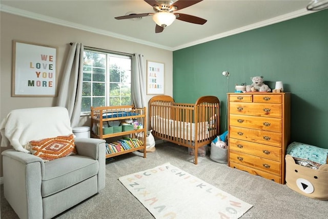 49 Bob Way, Oroville, CA 95965 - carpeted bedroom with ornamental molding and a ceiling fan