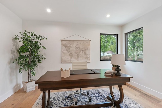 23240 Leonora Dr, Woodland Hills, CA 91367 - office space with light wood-style flooring, baseboards, and recessed lighting