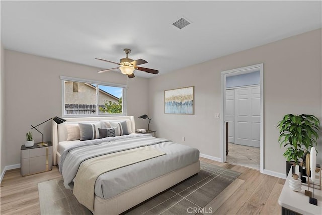 12705 Foreman Ave, Moreno Valley, CA 92553 - bedroom featuring light wood-style floors, baseboards, and a ceiling fan