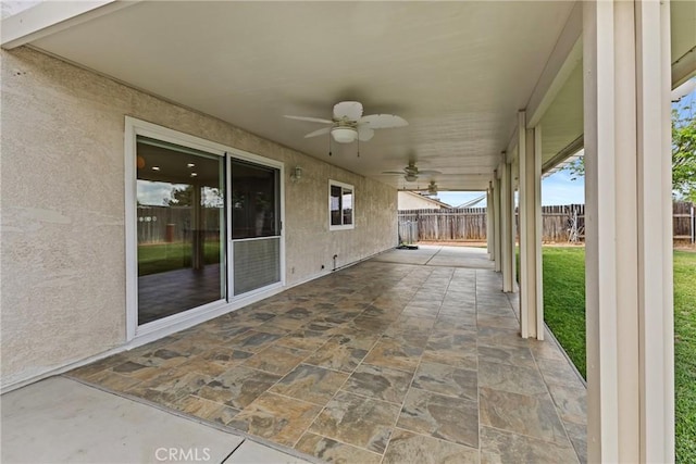 12705 Foreman Ave, Moreno Valley, CA 92553 - view of patio featuring ceiling fan and fence