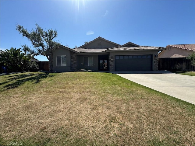 4809 Prairie Meadows Way, Bakersfield, CA 93312 - ranch-style home with a garage, stone siding, and driveway