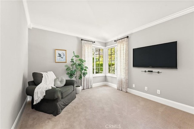 1280 Dumaine Ave, Oak Park, CA 91377 - living area with ornamental molding, carpet floors, and baseboards