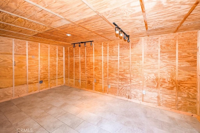 garage featuring wood ceiling