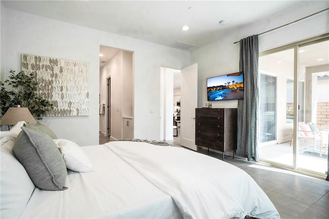 56231 Platinum Way, La Quinta, CA 92253 - tiled bedroom featuring access to exterior, multiple windows, and recessed lighting
