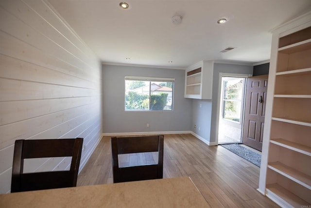 4843 Sumac Pl, Oceanside, CA 92057 - foyer entrance featuring ornamental molding, wood finished floors, baseboards, and recessed lighting