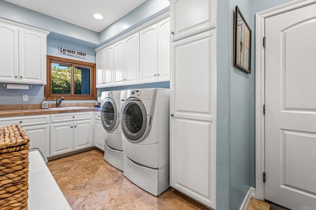 28623 Willow Park Rd, Escondido, CA 92026 - laundry room featuring cabinet space, independent washer and dryer, and recessed lighting