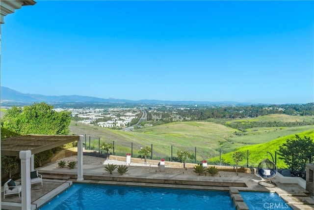104 Scenic Crst, Irvine, CA 92618 - outdoor pool with a mountain view, fence, and a patio