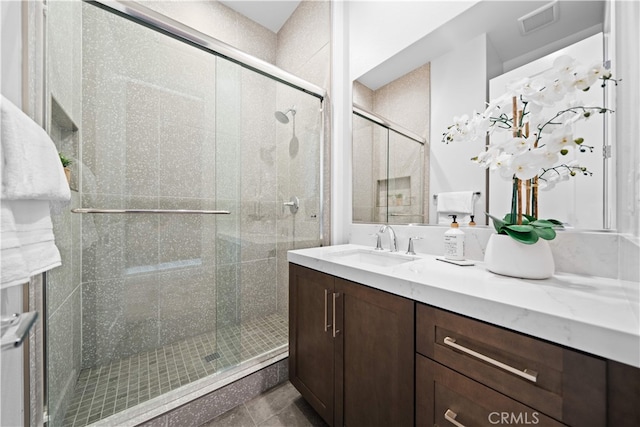 110 Mulberry, Lake Forest, CA 92630 - bathroom featuring a stall shower, vanity, and tile patterned floors