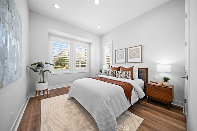 110 Mulberry, Lake Forest, CA 92630 - bedroom featuring dark wood-type flooring, baseboards, and recessed lighting