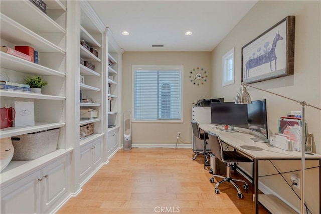 2551 Holly St, Fullerton, CA 92835 - home office with light wood finished floors, recessed lighting, and baseboards