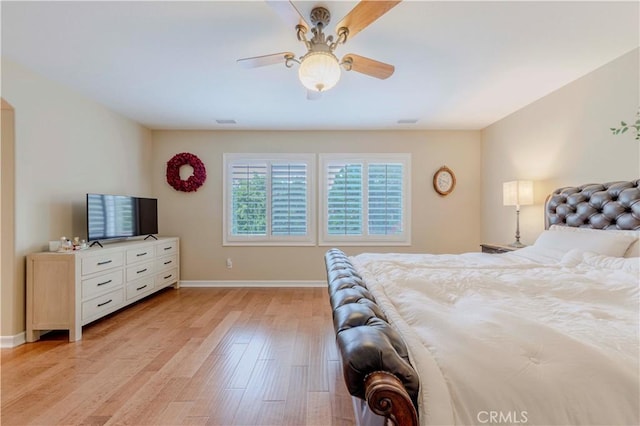 2551 Holly St, Fullerton, CA 92835 - bedroom with light wood-style flooring, baseboards, and ceiling fan