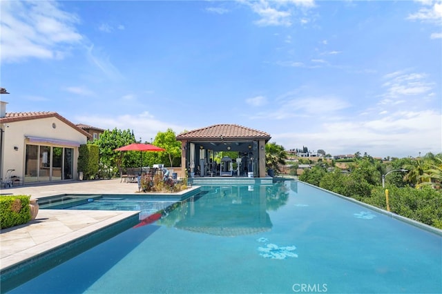 2825 Majestic St, West Covina, CA 91791 - view of swimming pool with a gazebo, an infinity pool, and a patio area