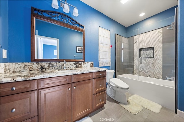 2825 Majestic St, West Covina, CA 91791 - bathroom with toilet, vanity, tile patterned flooring, and  shower combination