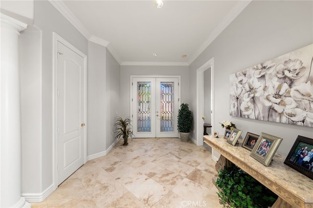 4009 Cerveza Cir, Corona, CA 92881 - entrance foyer featuring french doors, crown molding, and baseboards