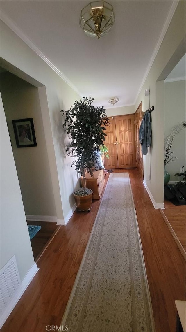 3349 Brookridge Rd, Duarte, CA 91010 - corridor featuring wood finished floors, baseboards, and crown molding
