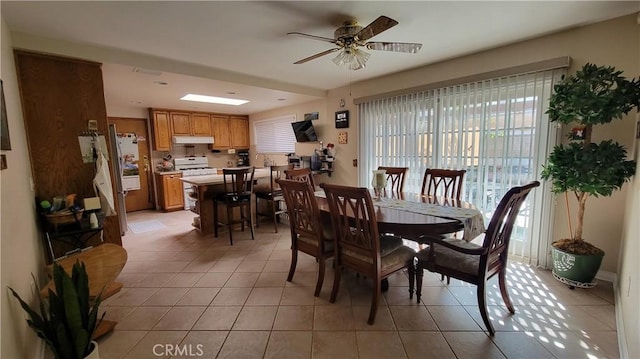 3349 Brookridge Rd, Duarte, CA 91010 - dining area with light tile patterned floors and ceiling fan