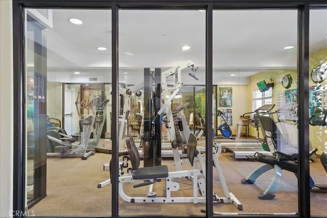 21345 Hawthorne Blvd Unit 126, Torrance, CA 90503 - gym with carpet flooring and recessed lighting