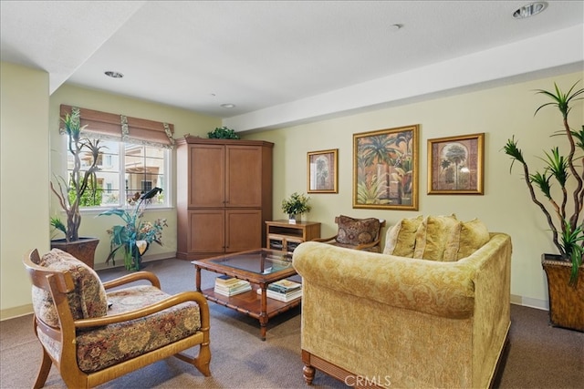 21345 Hawthorne Blvd Unit 126, Torrance, CA 90503 - living room featuring dark colored carpet, baseboards, and recessed lighting