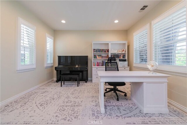 12538 Old Port Ct, Rancho Cucamonga, CA 91739 - office featuring light colored carpet, recessed lighting, and baseboards