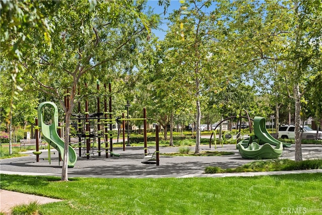 view of community with a lawn