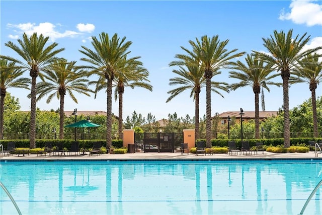 community pool with fence