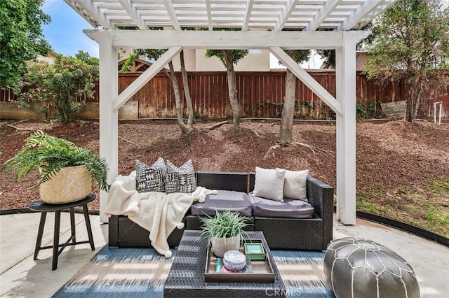 3116 Windhaven Way, Corona, CA 92882 - fenced backyard featuring an outdoor living space, a pergola, and a patio area